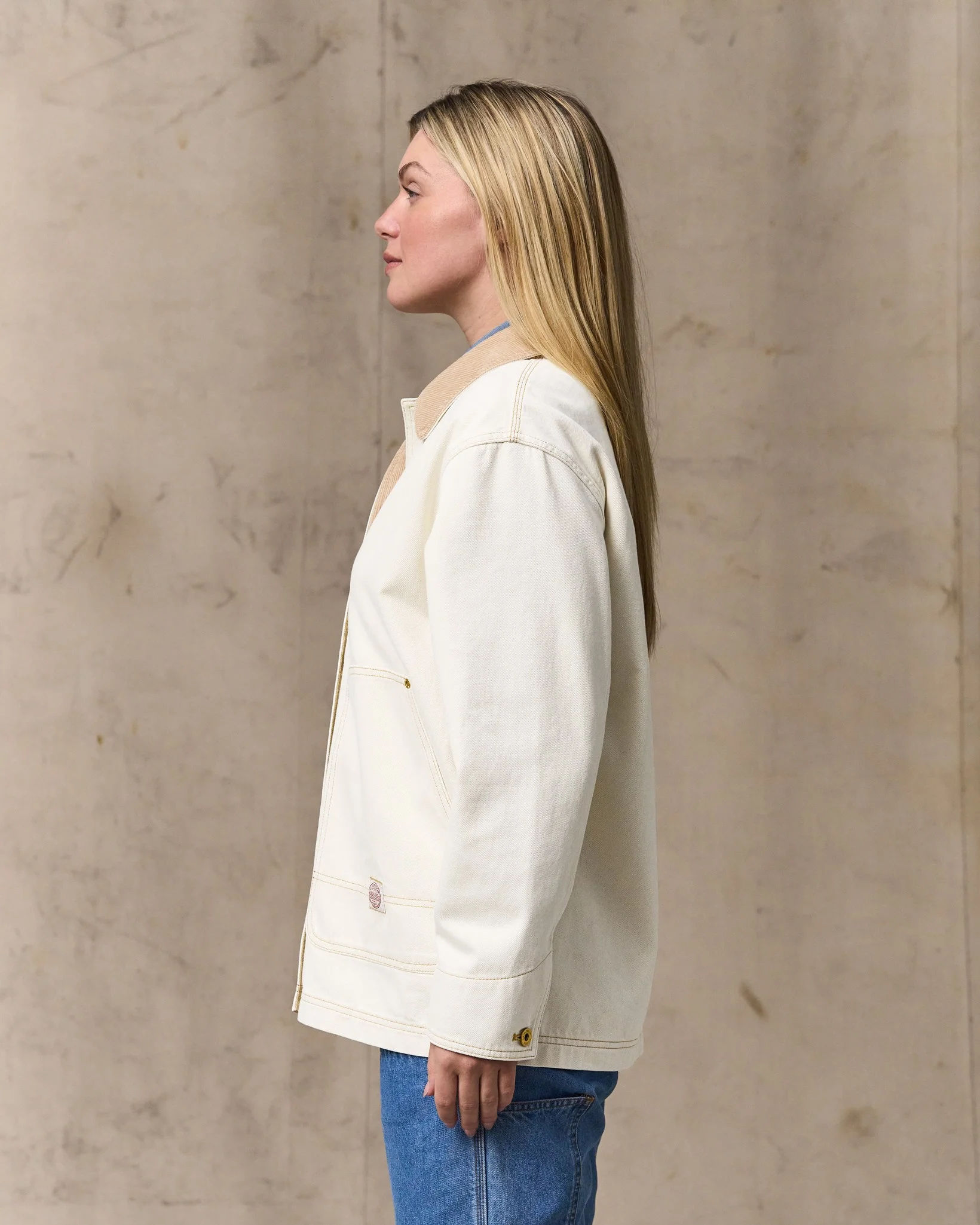Filson Womens's Denim Barn Coat, natural seed-side