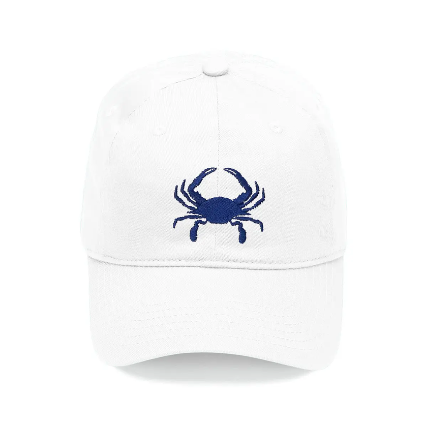 Crab Embroidered Cap White
