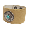 Genuine Suede Leather Cuff with Round Concho Sand