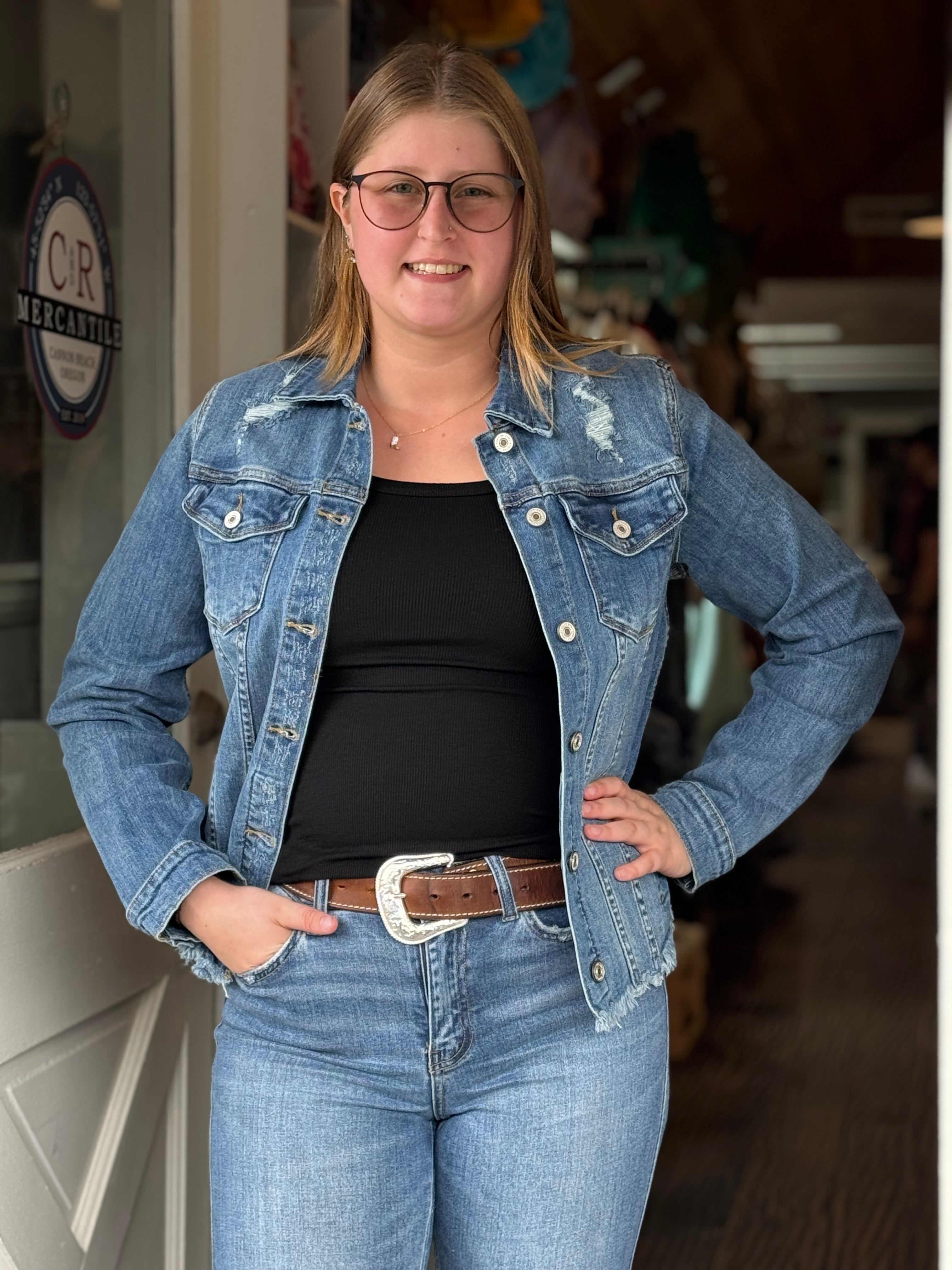 FRAY HEM DENIM JACKET all front