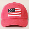 American Flag Patch Baseball Cap Red