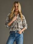 Taupe, Black & Tan Plaid Button Up