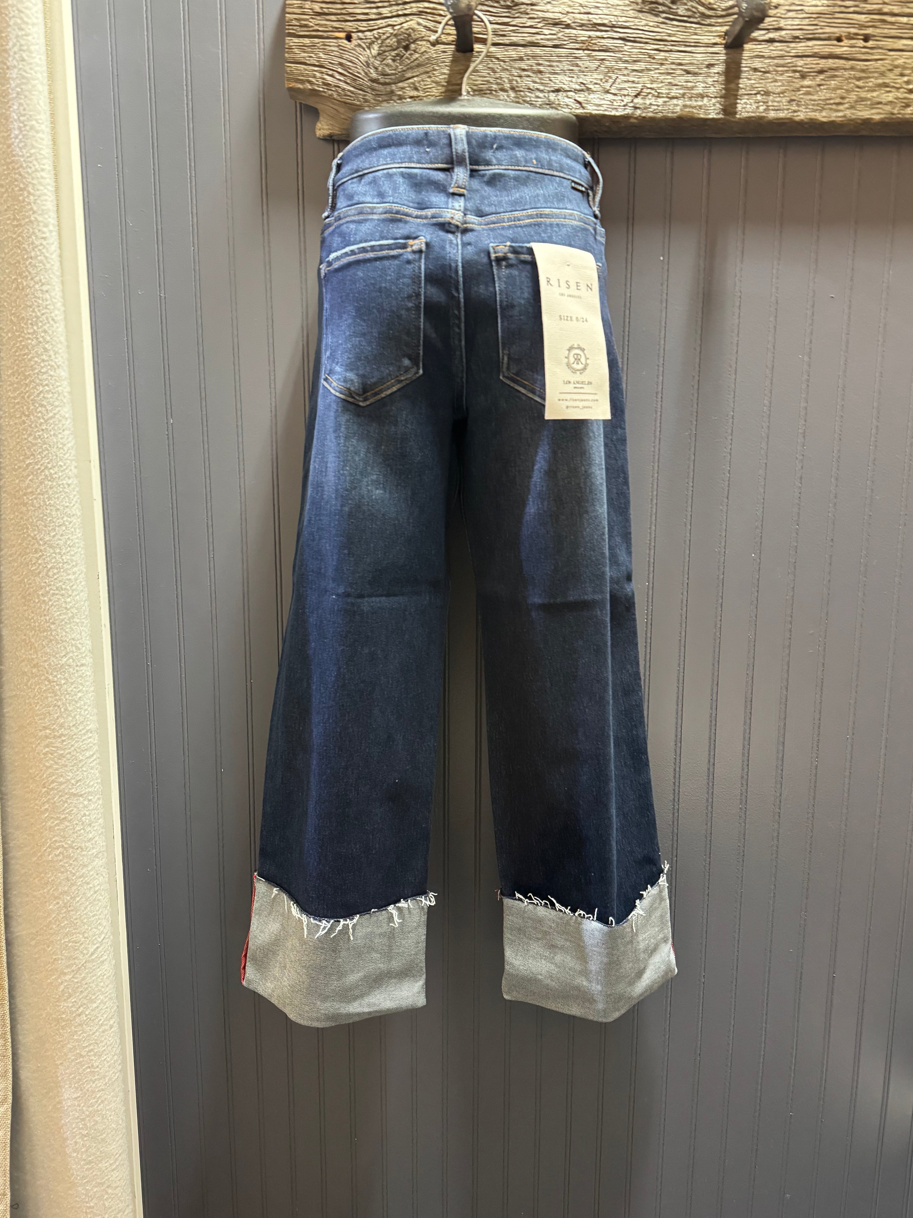 Mid RISE CROP WIDE CUFFED JEANS back