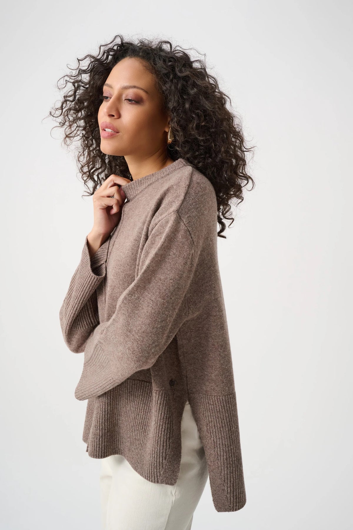 Whitney Button-Back Wool Sweater