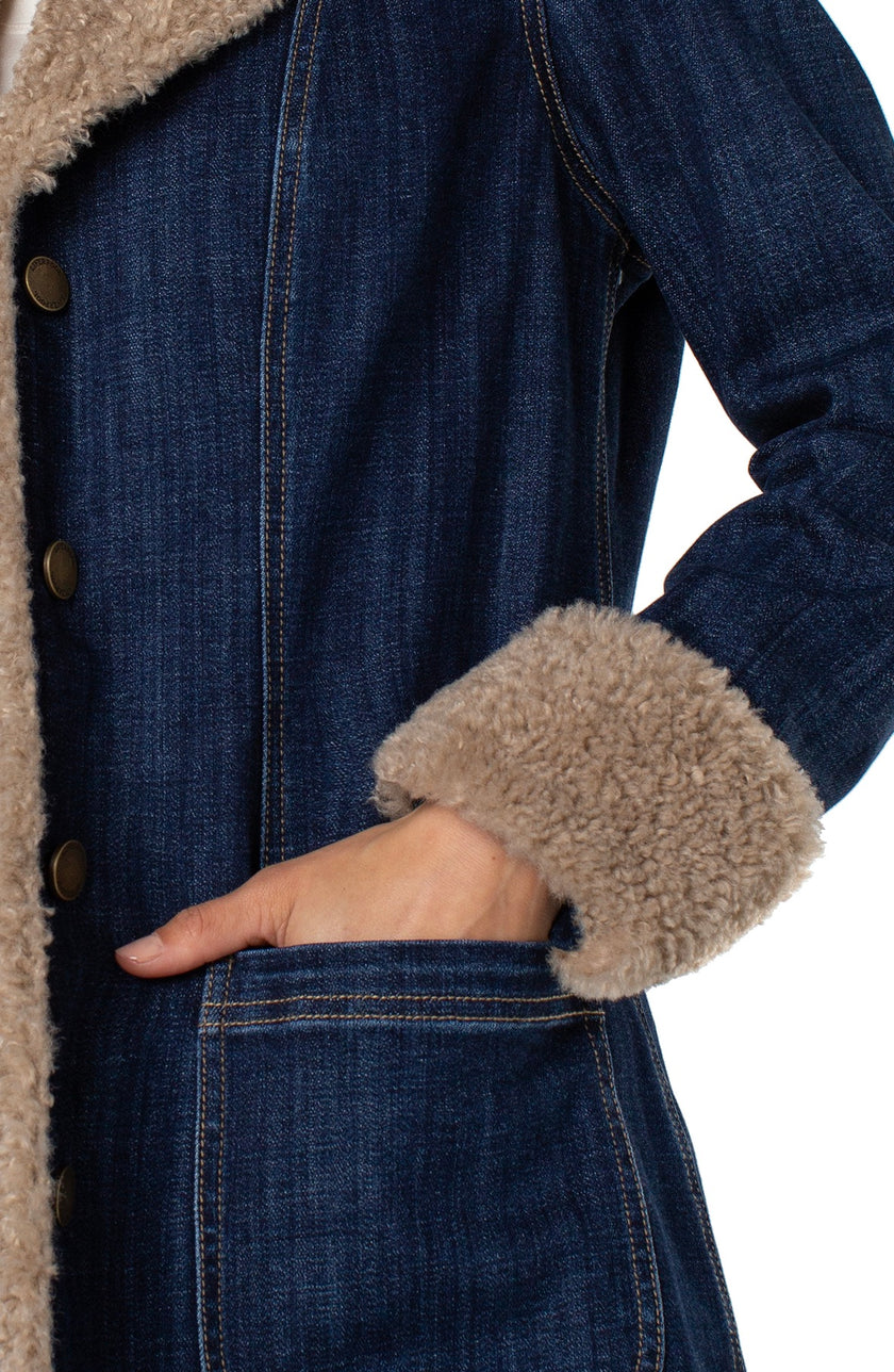 Gwen Sherpa Trimmed Jacket-detail of trim