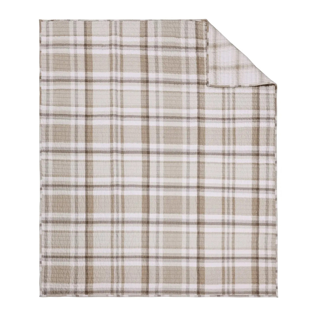 Spencer Plaid Quilted Throw Natural
