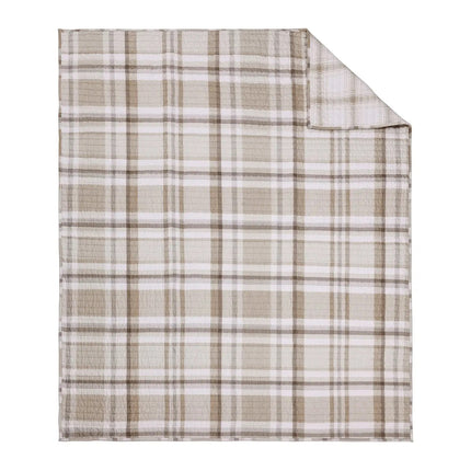 Spencer Plaid Quilted Throw Natural