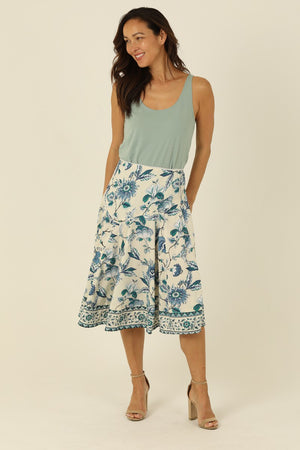 Gemma Elastic Waist Floral Skirt