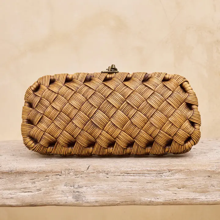 Rattan Wide Weave Clutch-front