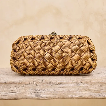 Rattan Wide Weave Clutch-front