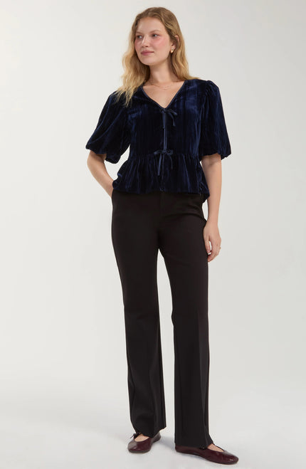 Gwenovere 3/4 Sleeve Peplum Top, dark blue-front