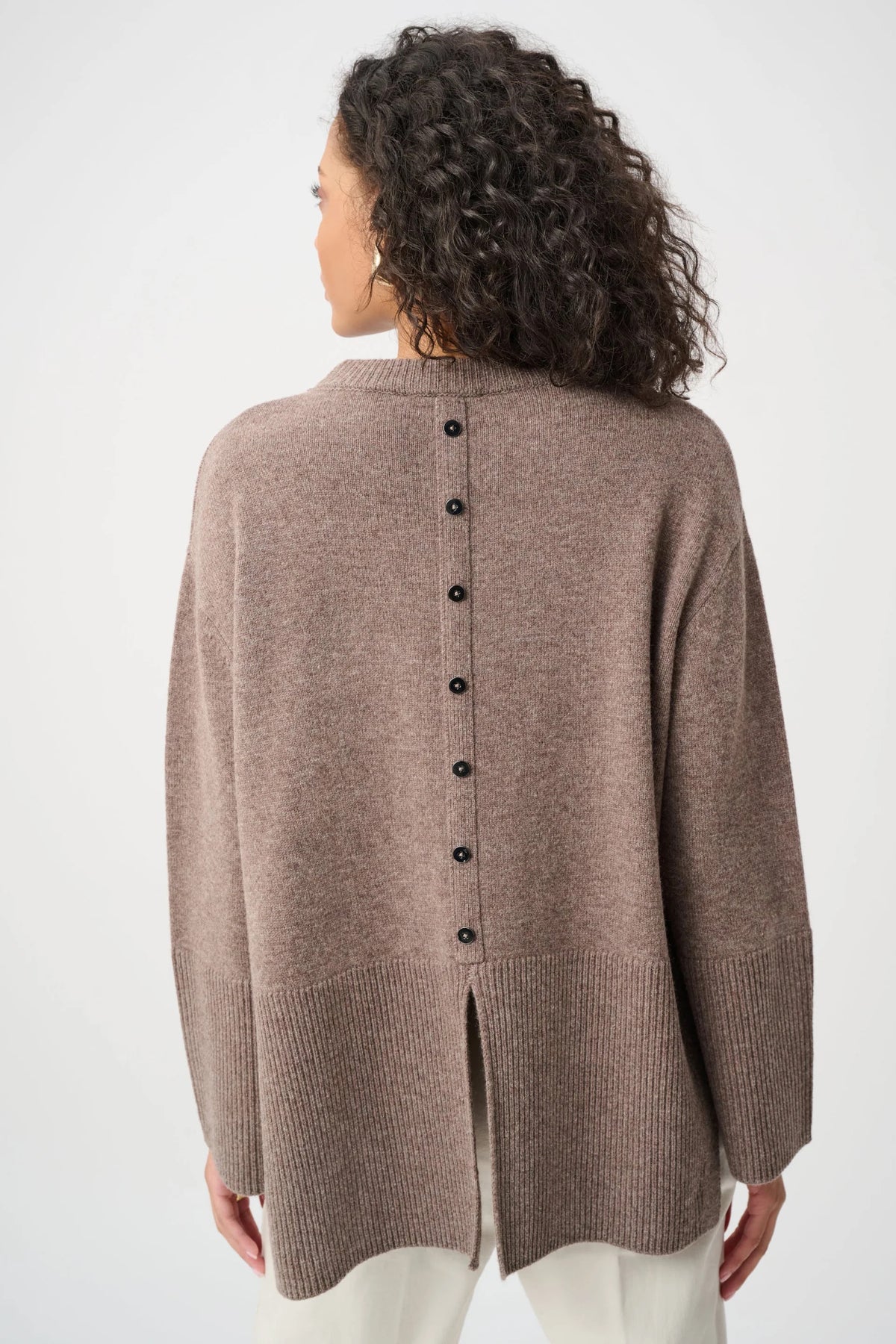 Whitney Button-Back Wool Sweater