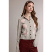 Argyle Collared Button Front Knit Cardigan