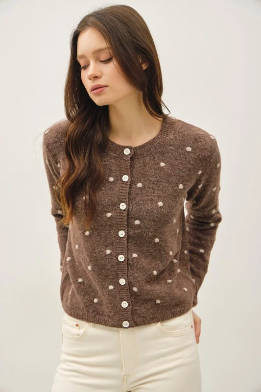 Polka Dot Sweater Cardigan brown
