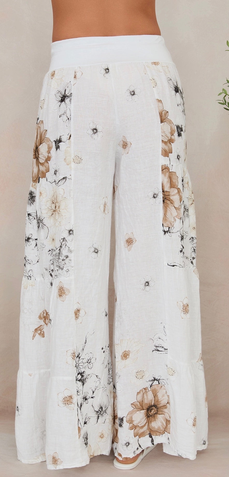 Garden Floral Linen Tiered Pant