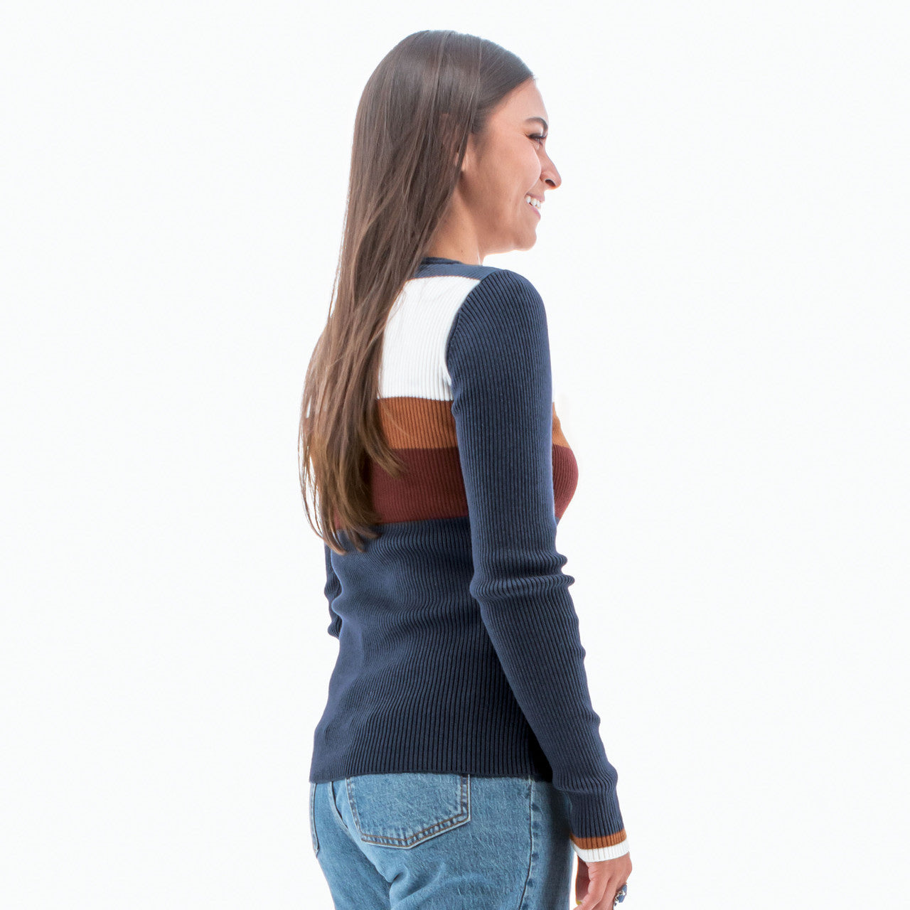 Thora Stripe Sweater | DK denim back