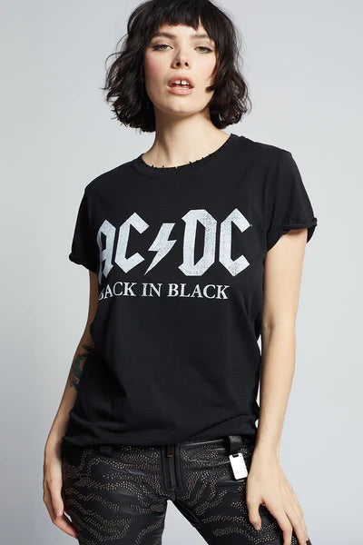 Recycled Karma AC/DC Back In Black Tee - Black (Front)