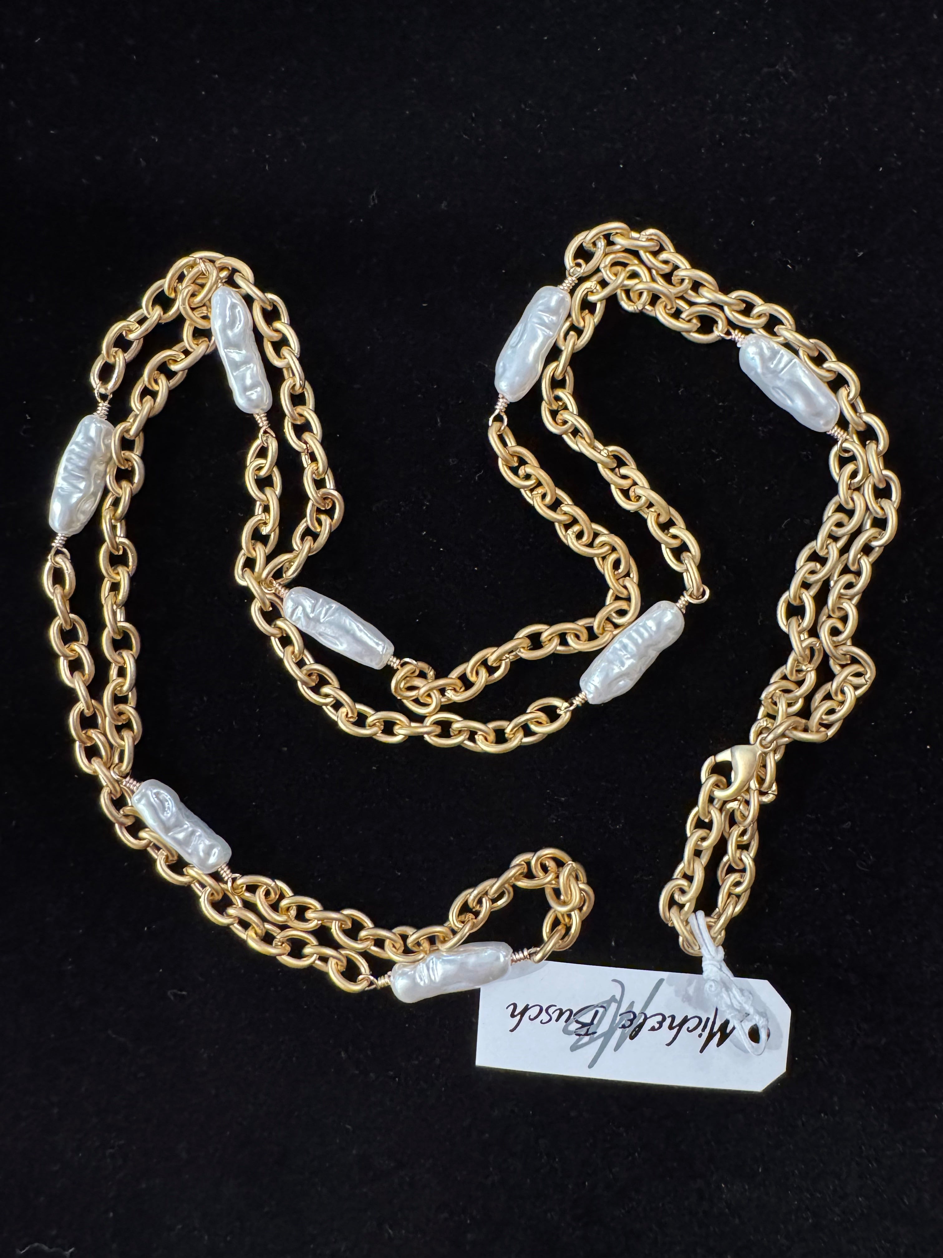 Freshwater Pearl with Gold Chain Necklace NW-26-38