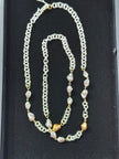 Double Silver Chain with Metallic Pearl nw 25 71
