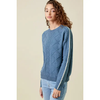 Piping Sleeve Cable Sweater denim blue front/side