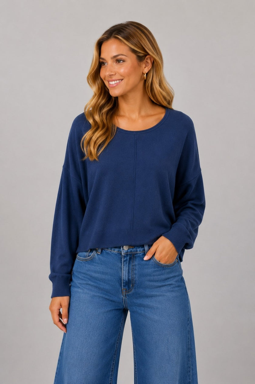 Natalie Round Neck Front Seam Sweater