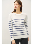 Lightweight Striped Sweater marine blue stripe front