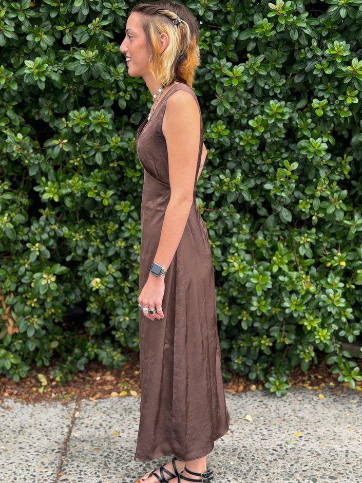 V-Neck Sleeveless Midi A-Line Dress