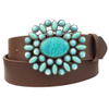Genuine Leather Belt W. Western-Inspire Turq Buckle