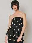 Polka Dot Strapless Bow Back Top