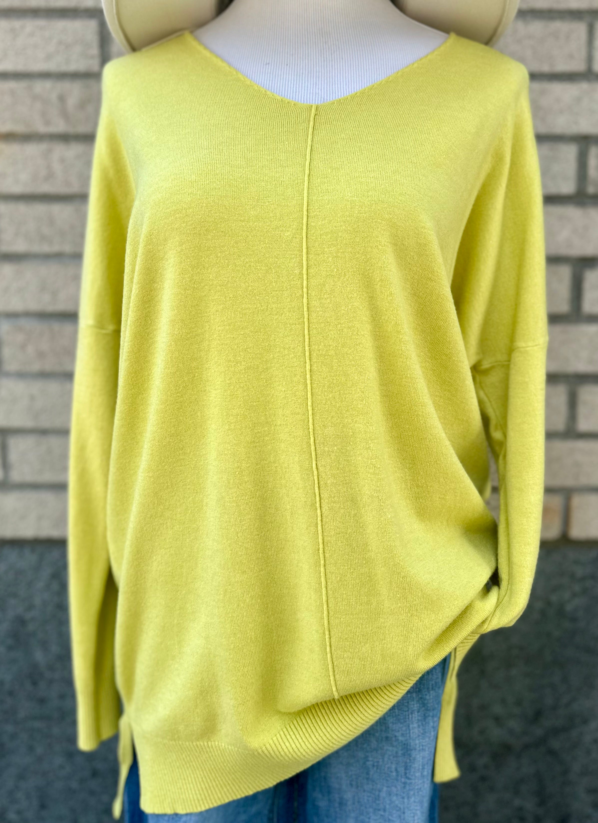 Christi Front Seam Sweater ~ Heather Daffodil