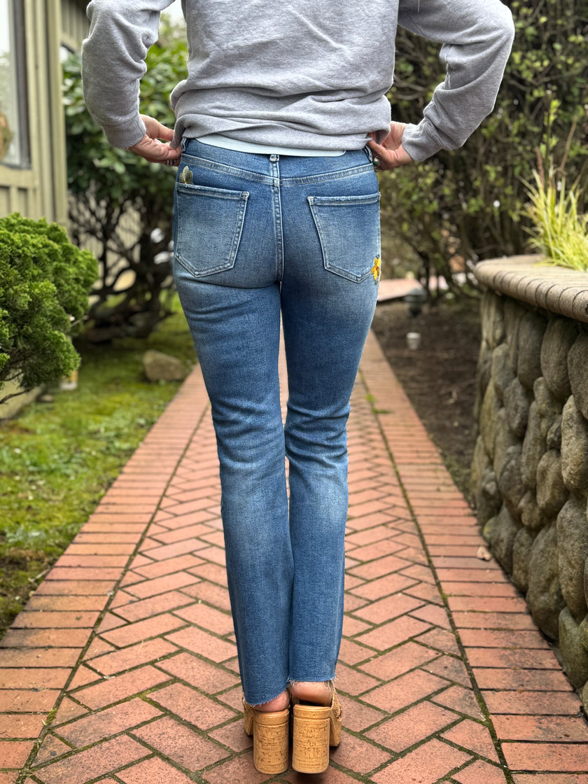 Spring Bloom Mid Rise Bootcut Jeans back