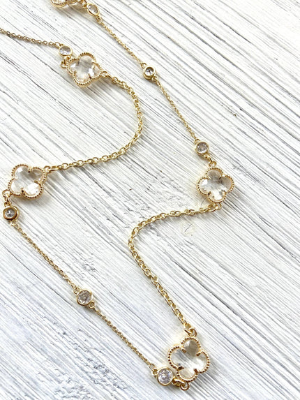 Quatrefoil Clover Long Layering Necklace
