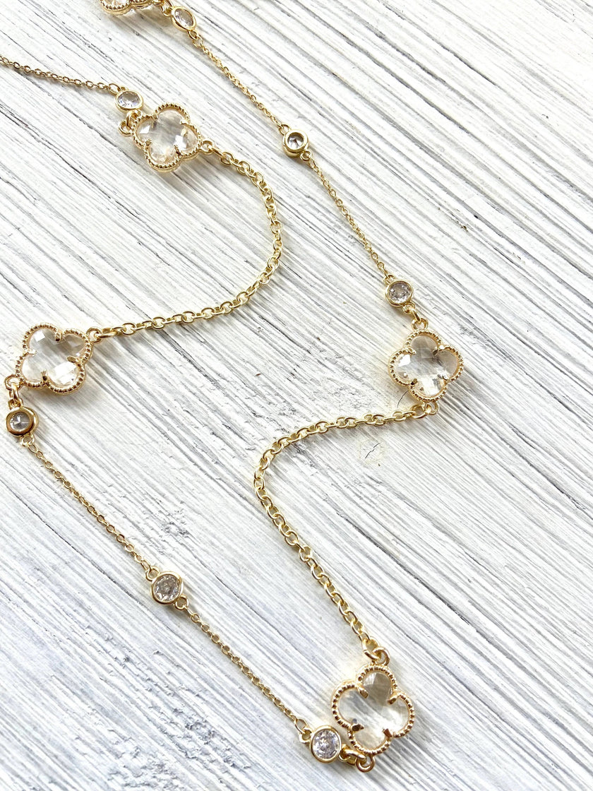 Quatrefoil Clover Long Layering Necklace