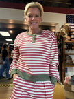 Henley LS Contrast Detail Stripe Sweatshirt