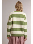 Soft Stripe Fuzzy Knit Crewneck Sweater