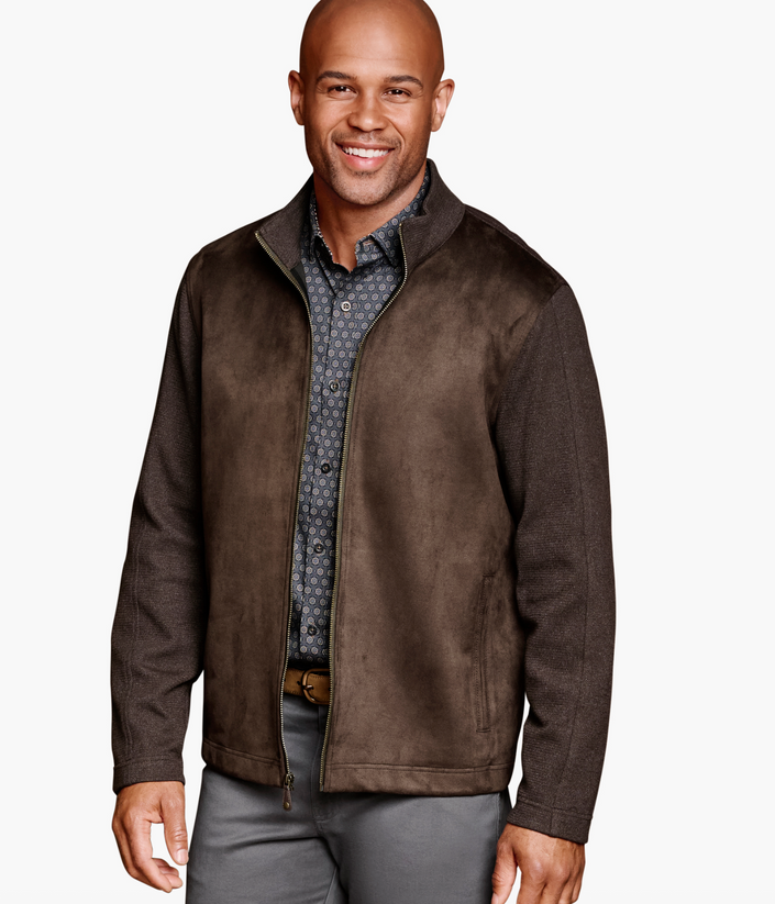 FAUX-SUEDE FULL-ZIP brown