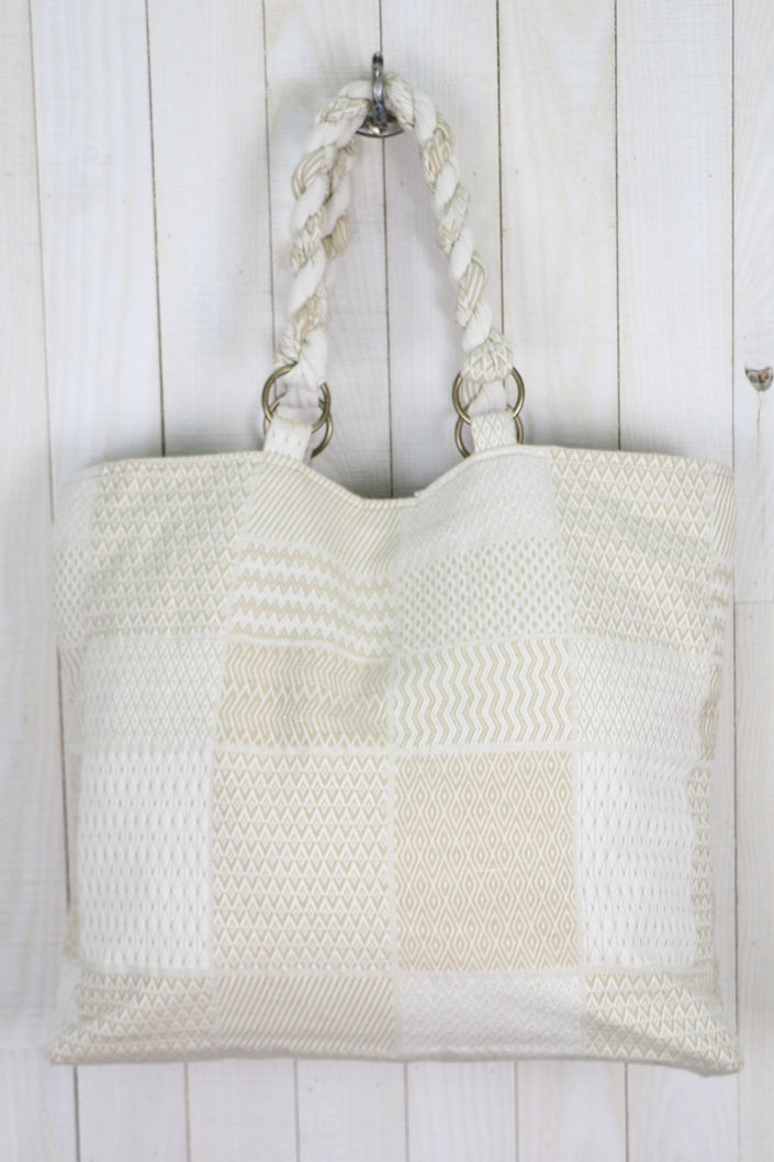 Fringe Beaded Tote Bag  | Natural back
