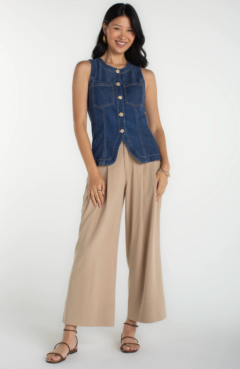 Crew Neck Split Front Vest