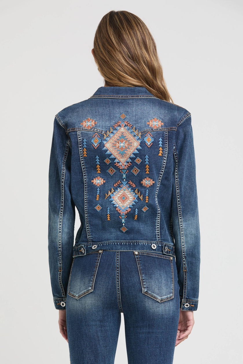 Aztec Embroidered Denim Jacket back