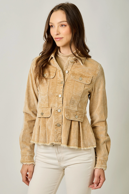 WASHED DENIM PEPLUM JACKET