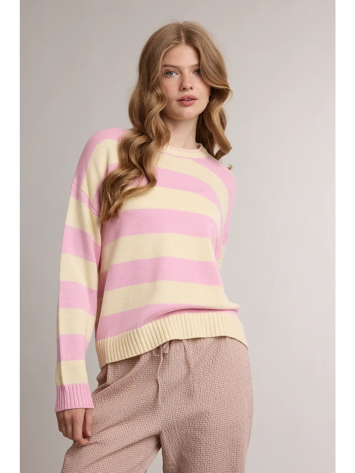 Classic Wide Striped Crew Neck Sweater