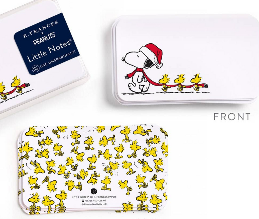 LIMITED - Little Notes Boxed Set of 55 Mini Note Cards, snoopy scarf-front and back