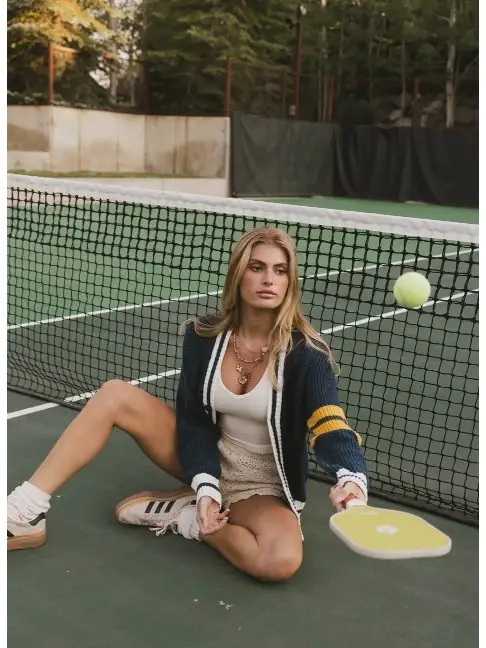 Varsity Cotton Blend Oversized Cardigan