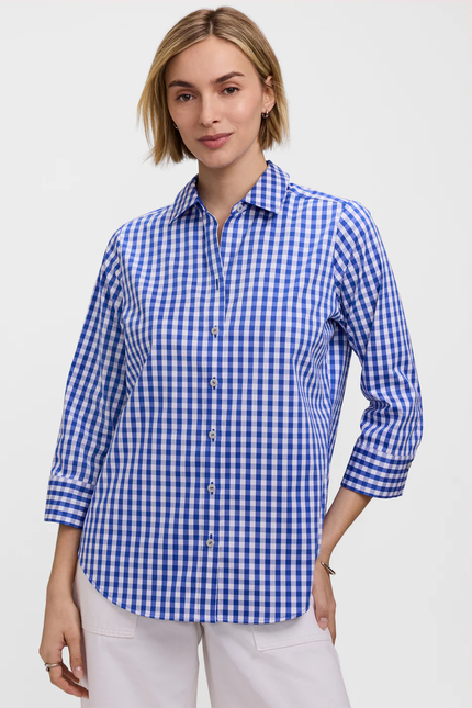 The Margie 3/4 Sleeve Shirt untucked
