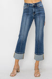 Tara High Rise Cuffed  Straight Wide Jean
