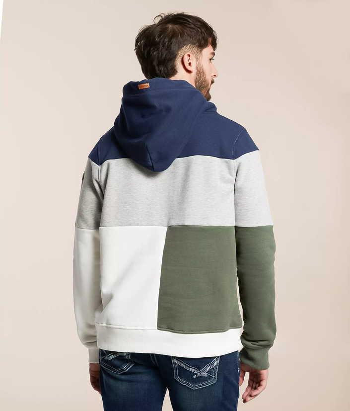 Wanakome Lakewell Mens Colorblock Hoodie Navy/Light Heather Grey back
