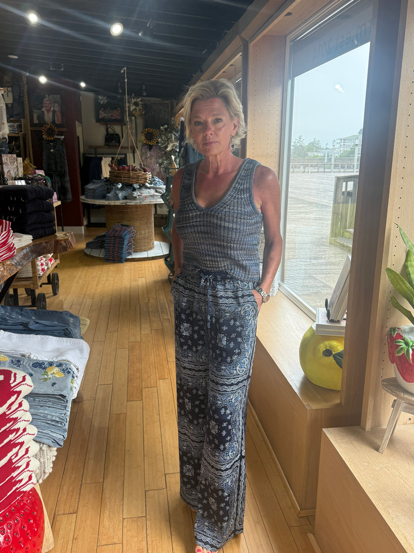 Bandana Print Pant Navy