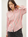 STRIPED COTTON GAUZE BUTTON UP TOP