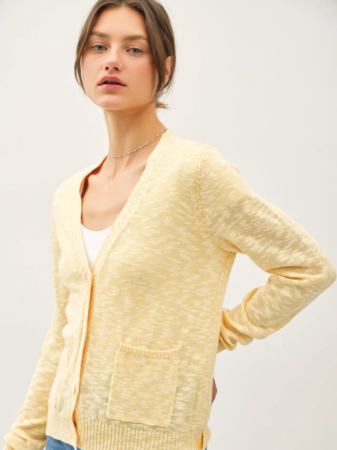 Cotton Slub Button Up Cardigan