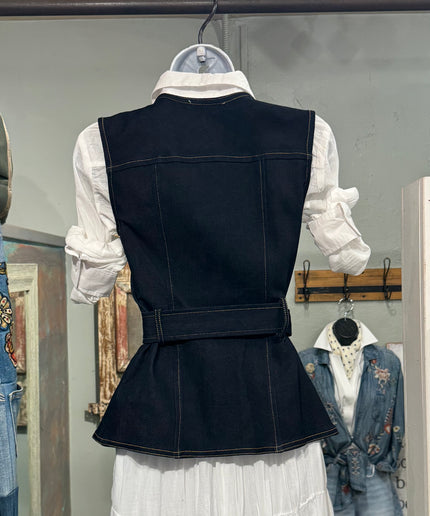 Denim Belted Vest
